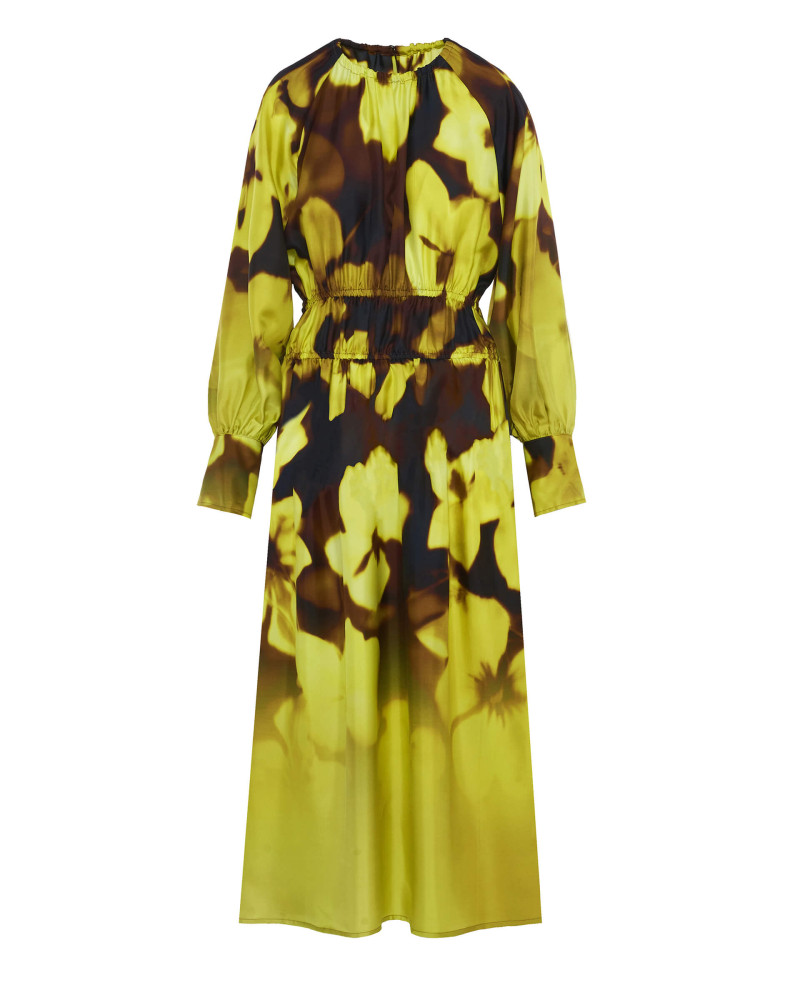 silk dress in blurred print