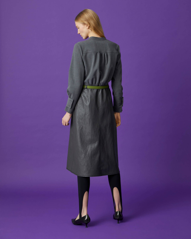 dress with eco-leather skirt