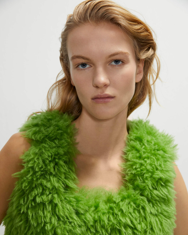 green eco-fur dress