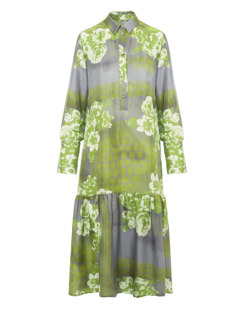silk dress in garden print