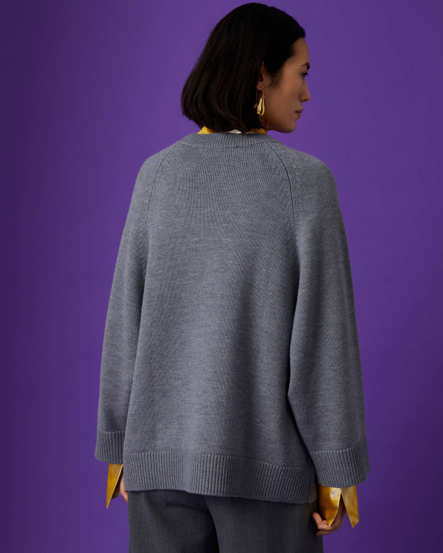 oversized grey sweater with monogram