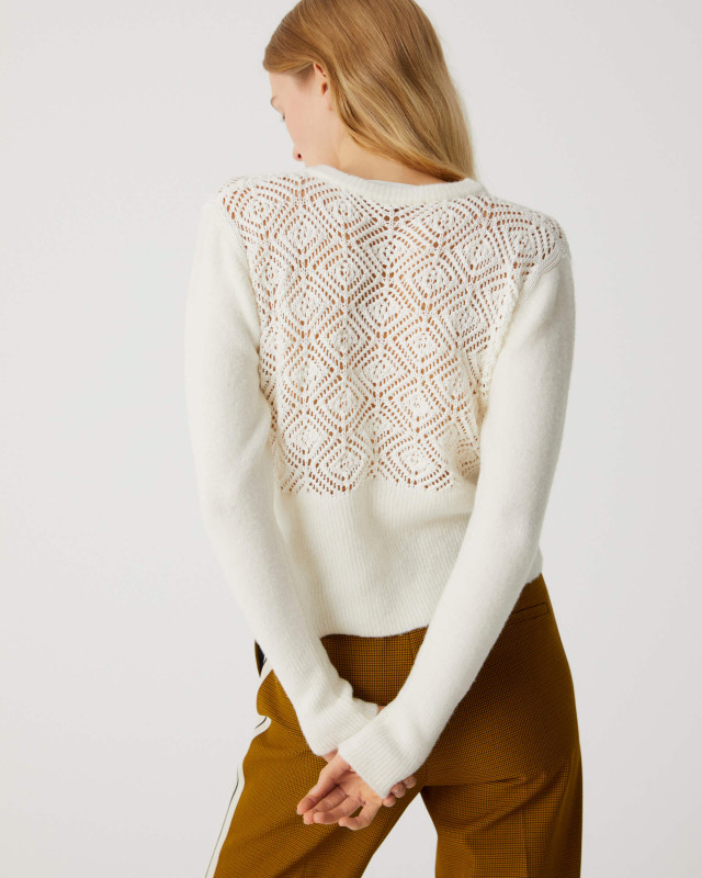 sweater with yoke and crochet back