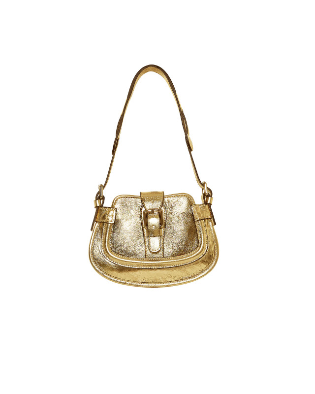 gold mini saddle bag