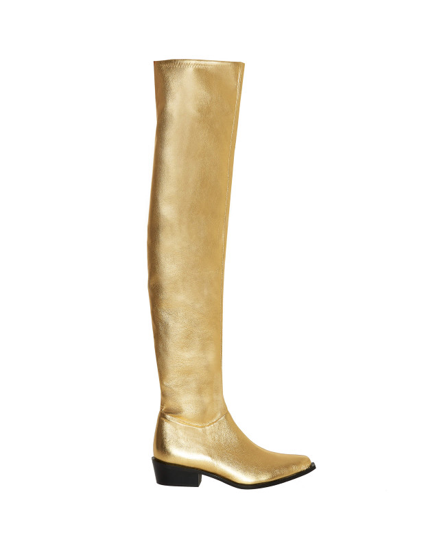 gold eco-leather high boots