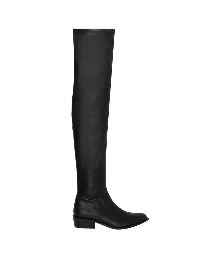 beatrice b black eco-leather high boots+23FA9823TIGHTS_99