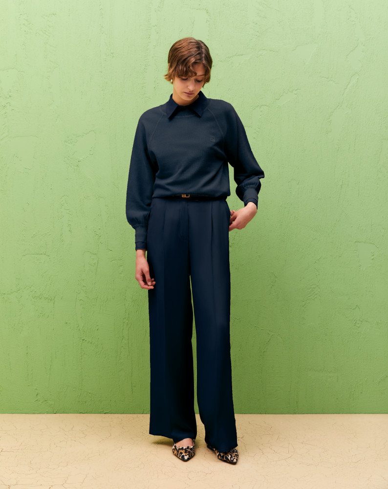 palazzo trousers in crepe silk blend