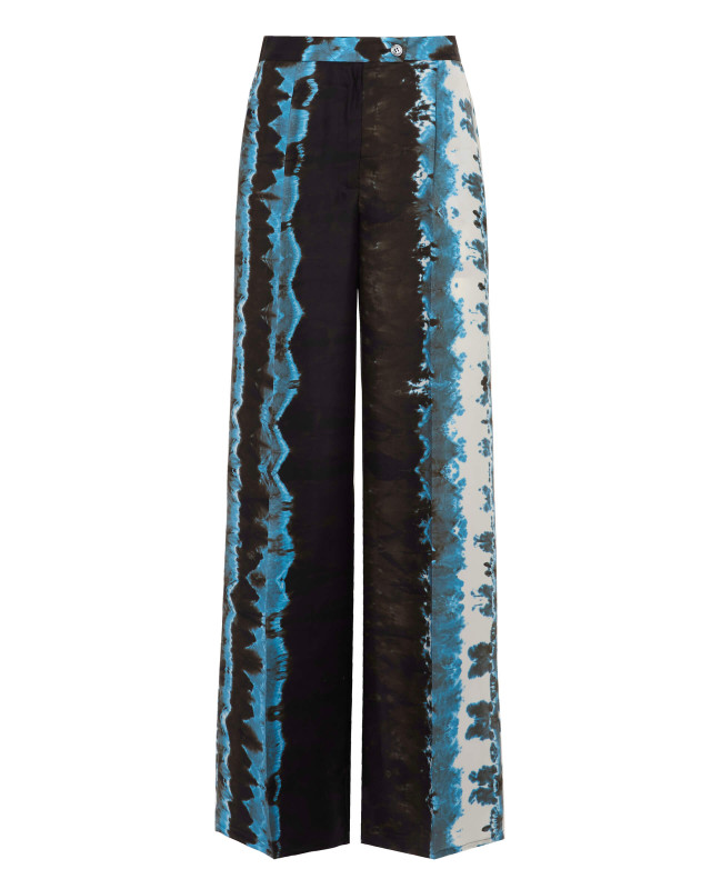 palazzo trousers of printed twill silk