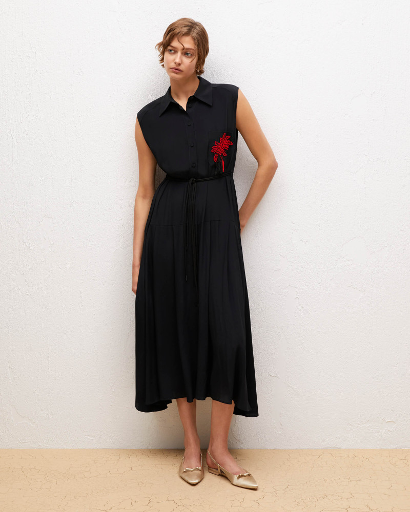 chemisier dress with embroidered pocket